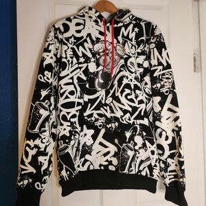 Popeye graphic hoodie black and white sz medium